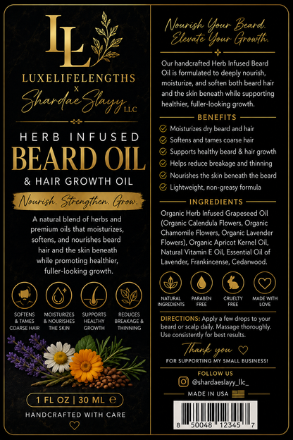 LuxeLifeLengths x ShardaeSlayy LLC Herbal Beard Oil