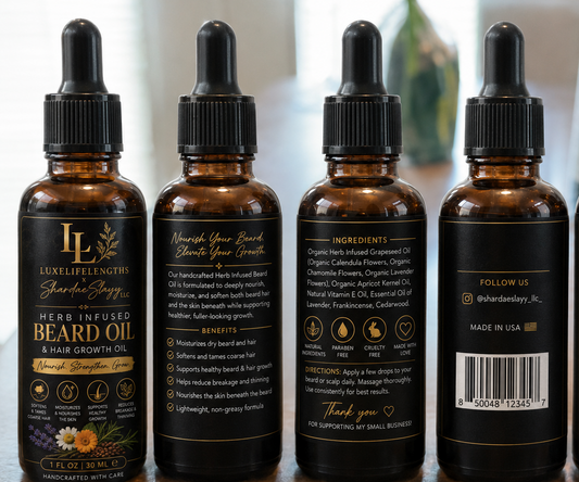 LuxeLifeLengths x ShardaeSlayy LLC Herbal Beard Oil
